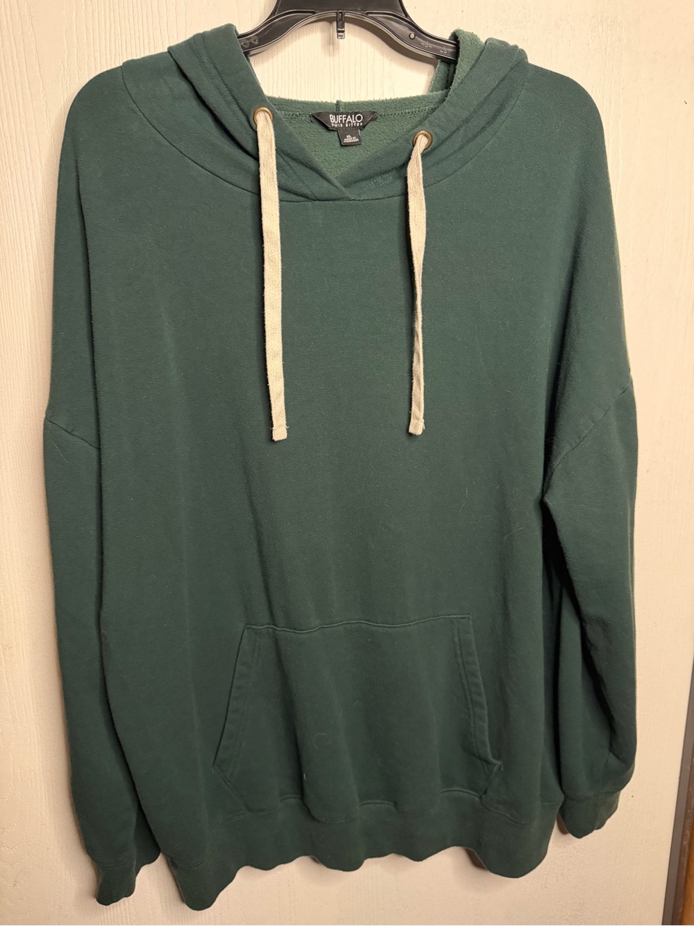 Buffalo David Bitton Men's Deep Green Pullover Hoodie with Drawstrings